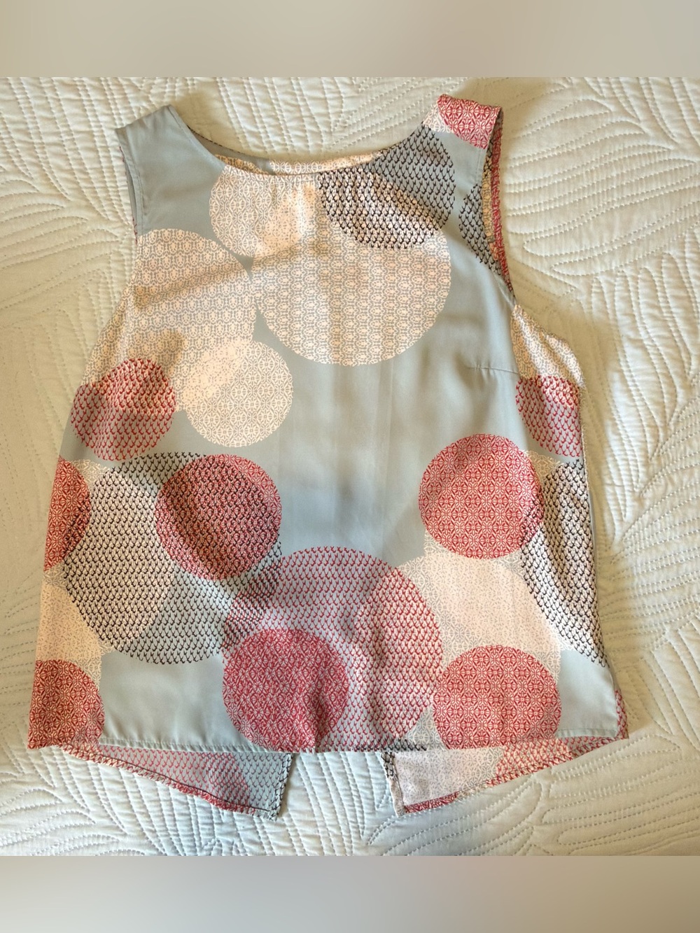 Renee C. Sleeveless Circle-Print Camisole in Mint Green, Maroon & Cream Size L